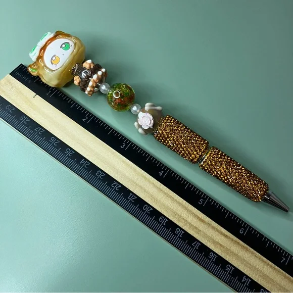 Forest Bunny Kawaii Woodsy Handmade Beaded Pen with Rhinestones - Picture 8 of 8